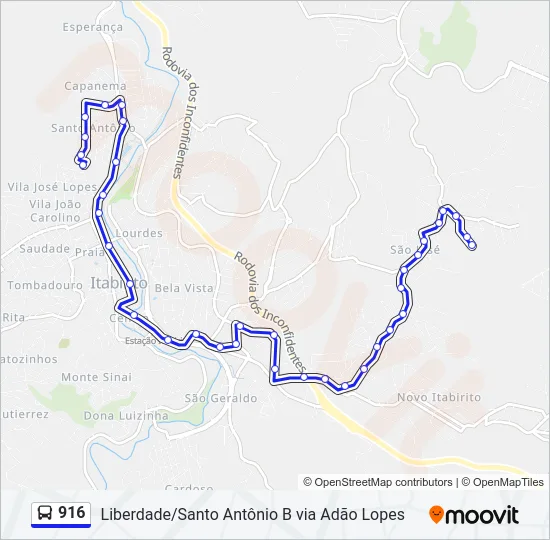 916 Bus Line Map