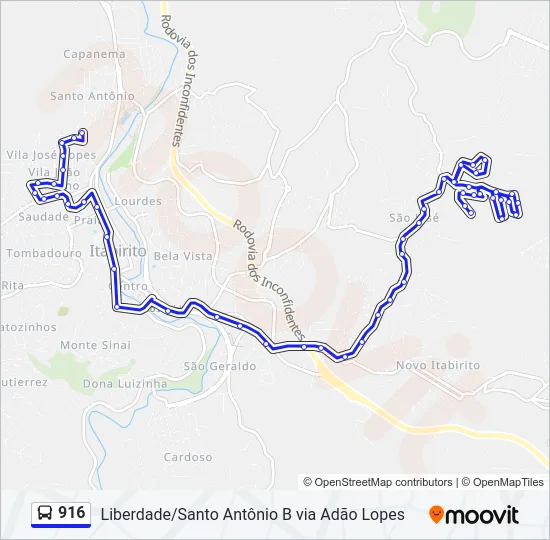 916 Bus Line Map