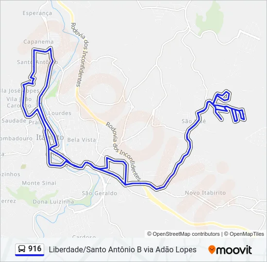 916 Bus Line Map