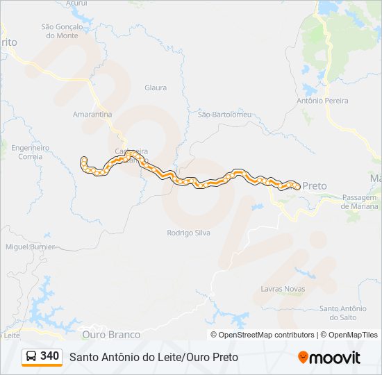 Mapa da linha 340 de ônibus