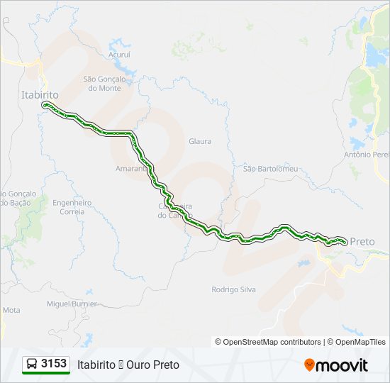 Mapa da linha 3153 de ônibus