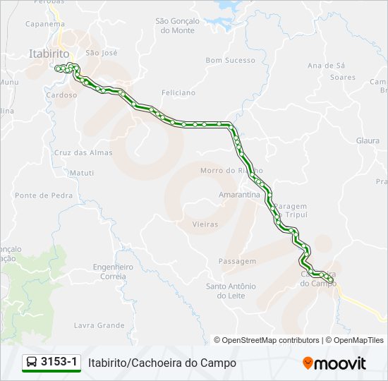 Mapa da linha 3153-1 de ônibus