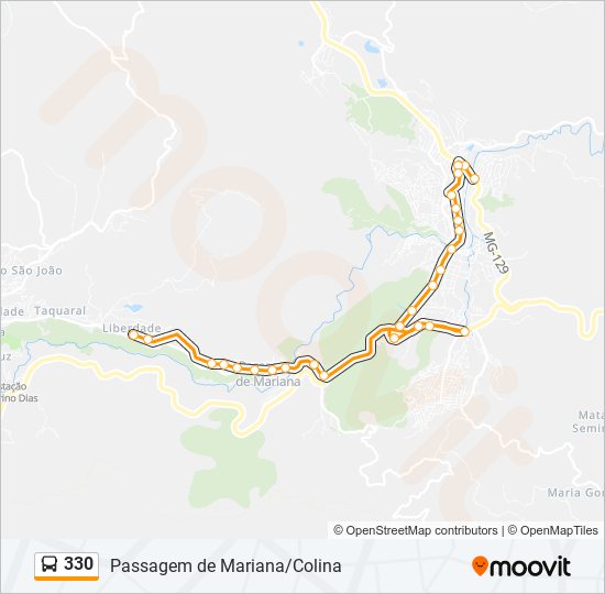 Mapa da linha 330 de ônibus