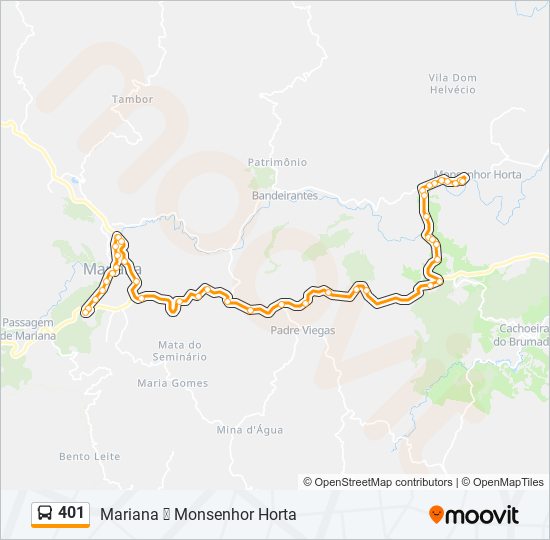 Mapa da linha 401 de ônibus