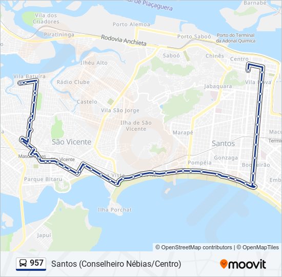 Mapa de 957 de autobús