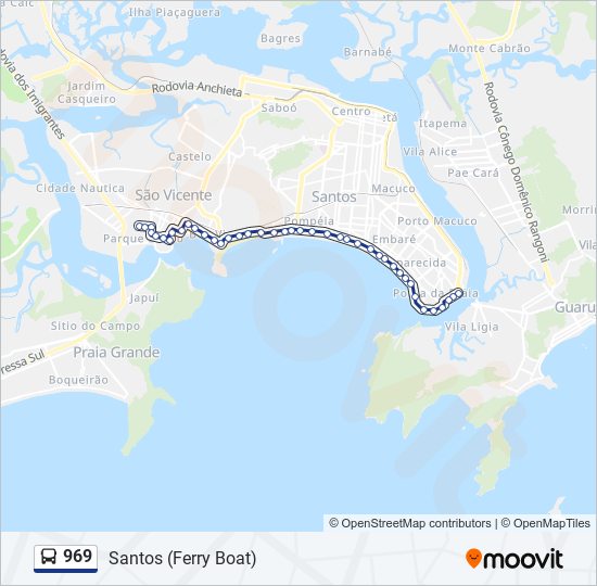 Mapa da linha 969 de ônibus