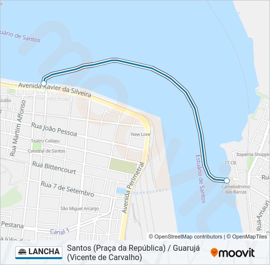 Mapa da linha LANCHA de barca