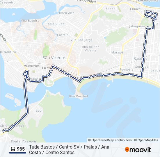 Mapa da linha 965 de ônibus