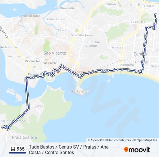 Mapa de 965 de autobús