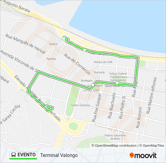 Mapa da linha EVENTO de ônibus