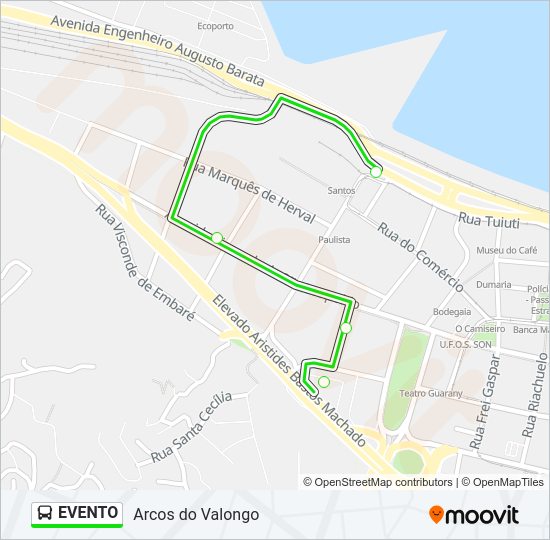 Mapa da linha EVENTO de ônibus