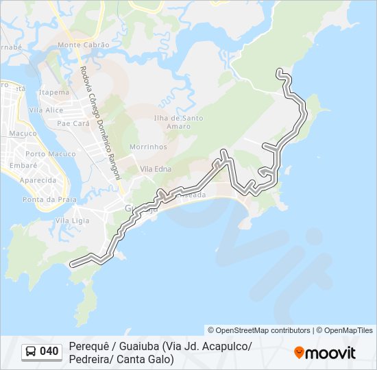 Mapa da linha 040 de ônibus