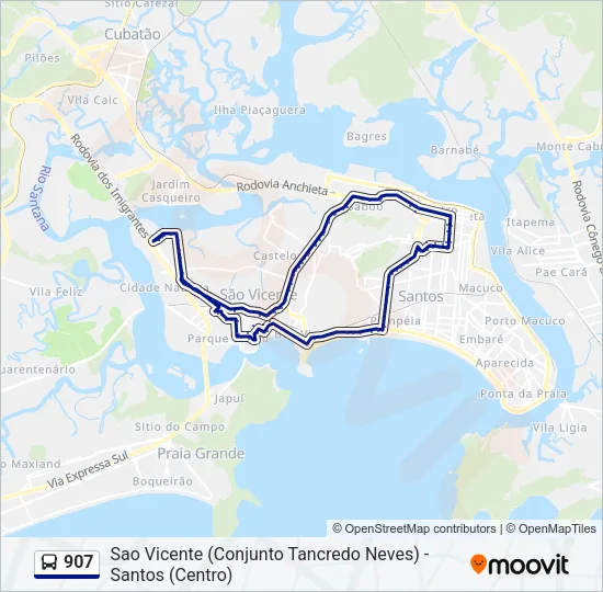 907 Bus Line Map