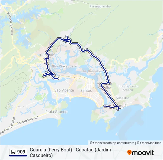 909 Bus Line Map