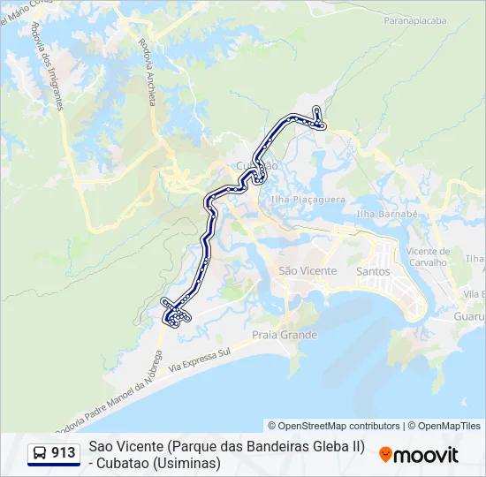 913 Bus Line Map