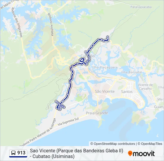 913 Bus Line Map