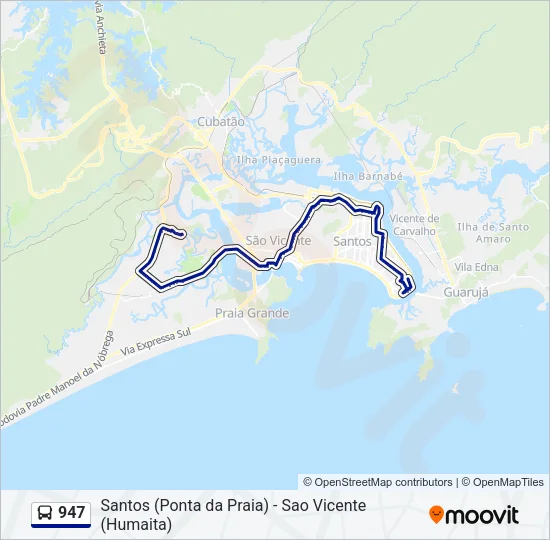 947 Bus Line Map