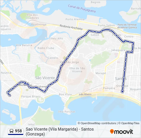 958 Bus Line Map