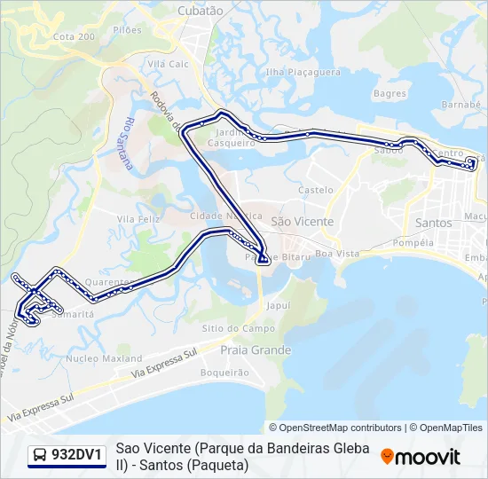 932DV1 Bus Line Map