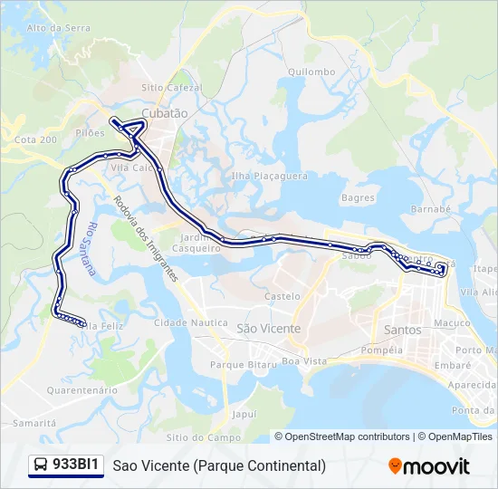 933BI1 Bus Line Map