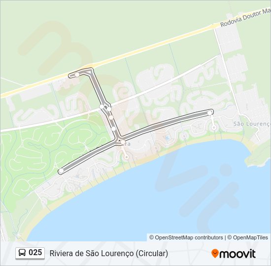 Mapa da linha 025 de ônibus