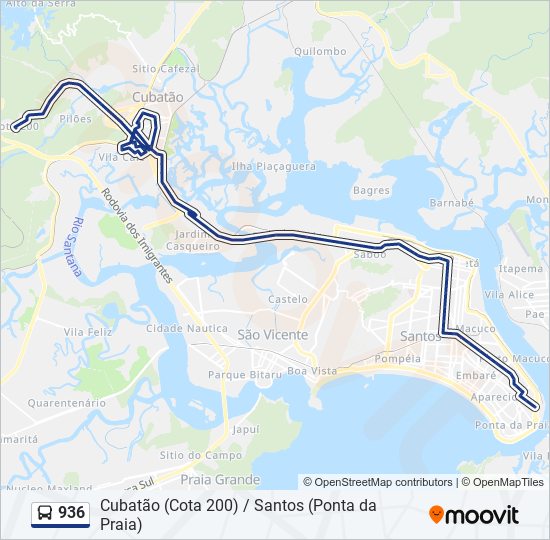Mapa da linha 936 de ônibus