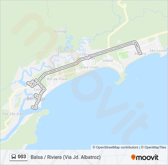 Mapa da linha 003 de ônibus