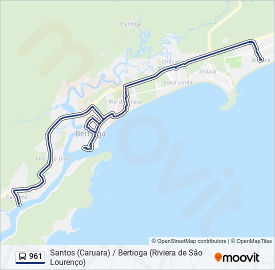 Mapa da linha 961 de ônibus