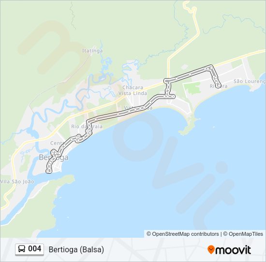 Mapa da linha 004 de ônibus