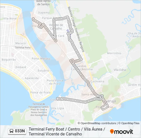 033N Bus Line Map