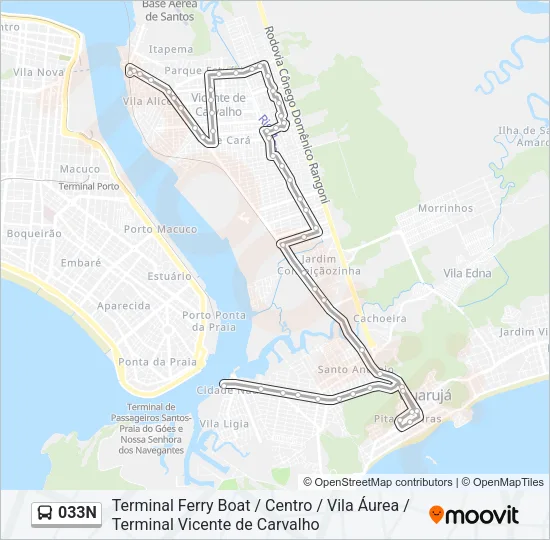 033N Bus Line Map