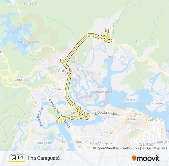 Mapa da linha 01 de ônibus