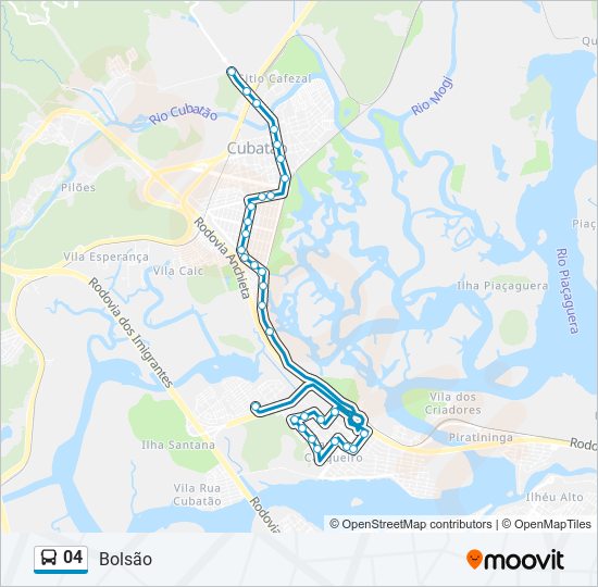 Mapa da linha 04 de ônibus