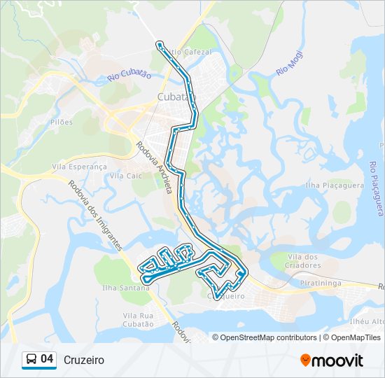 Mapa da linha 04 de ônibus