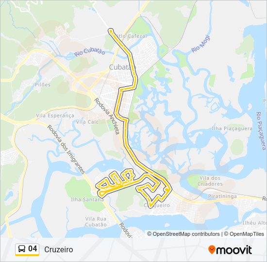 Mapa da linha 04 de ônibus