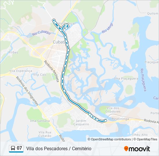 Mapa da linha 07 de ônibus