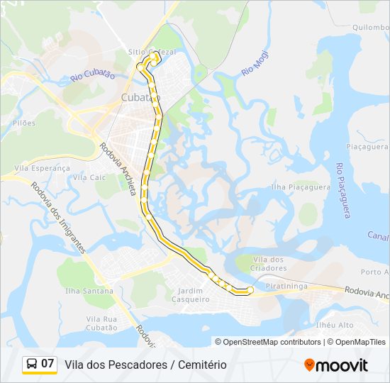 Mapa da linha 07 de ônibus