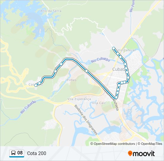 Rota da linha 08: horários, paradas e mapas - Cota 200 (Atualizado)