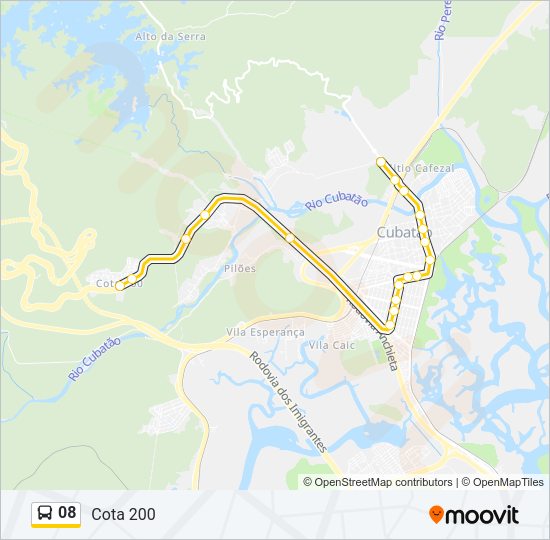 Mapa da linha 08 de ônibus