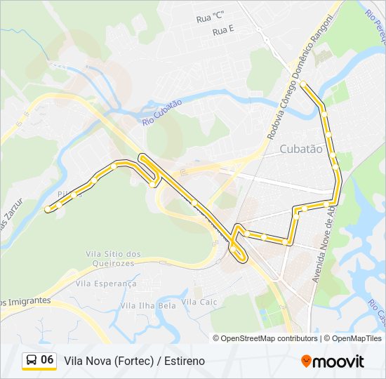Mapa da linha 06 de ônibus