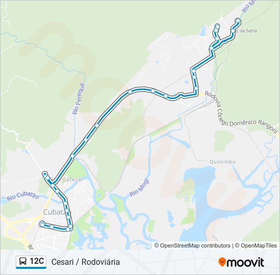 Mapa da linha 12C de ônibus