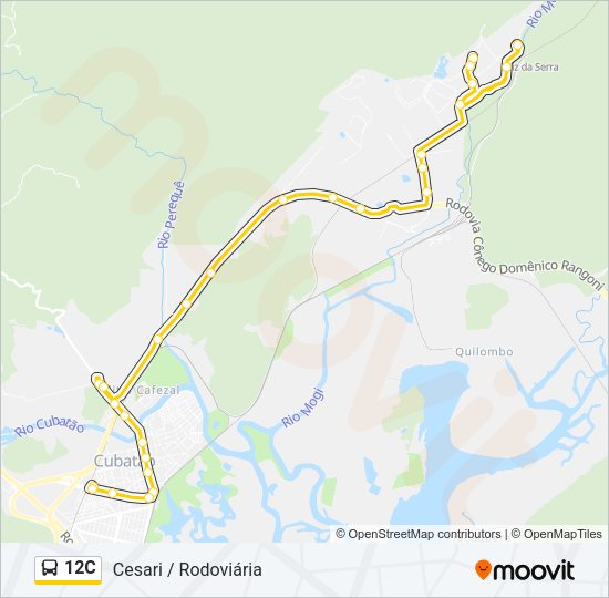 Mapa da linha 12C de ônibus