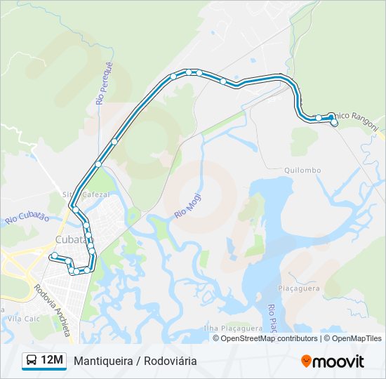 Mapa da linha 12M de ônibus