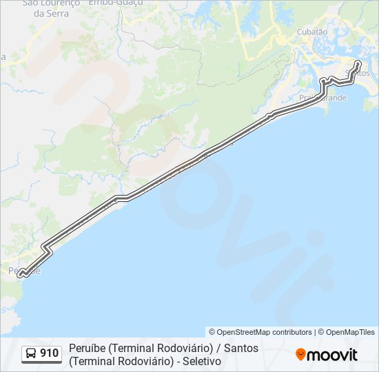 Mapa de 910 de autobús