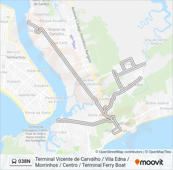 038N Bus Line Map