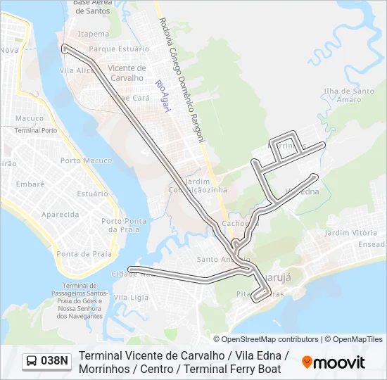 038N Bus Line Map