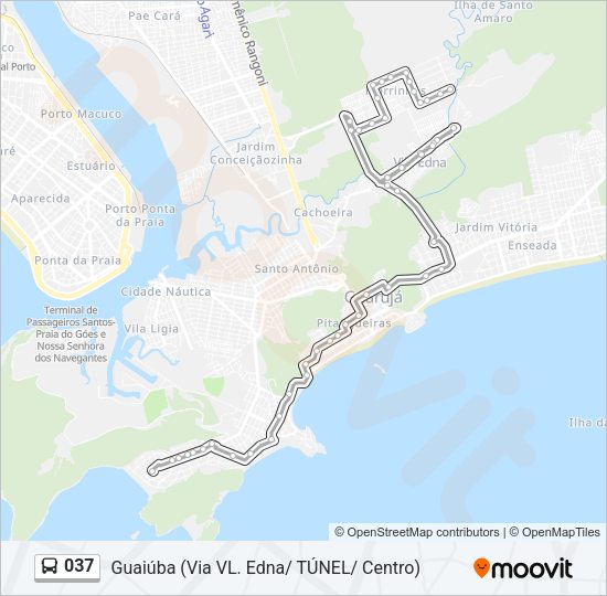 Mapa da linha 037 de ônibus