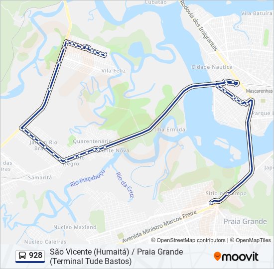 Mapa de 928 de autobús