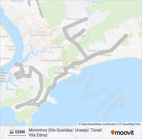 Mapa da linha 026N de ônibus