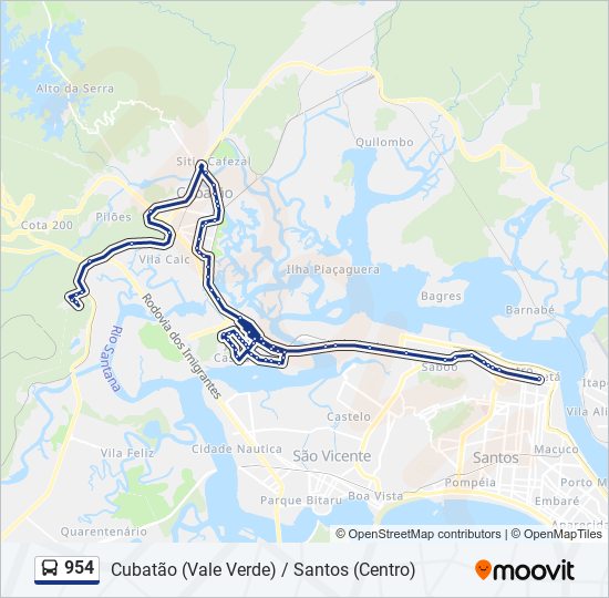 Mapa de 954 de autobús